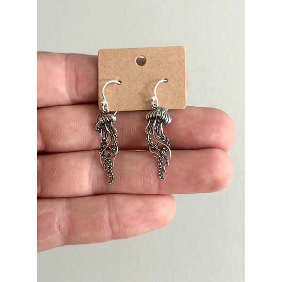 Sterling Silver Jellyfish Drop Earrings - Picture 3 of 5
